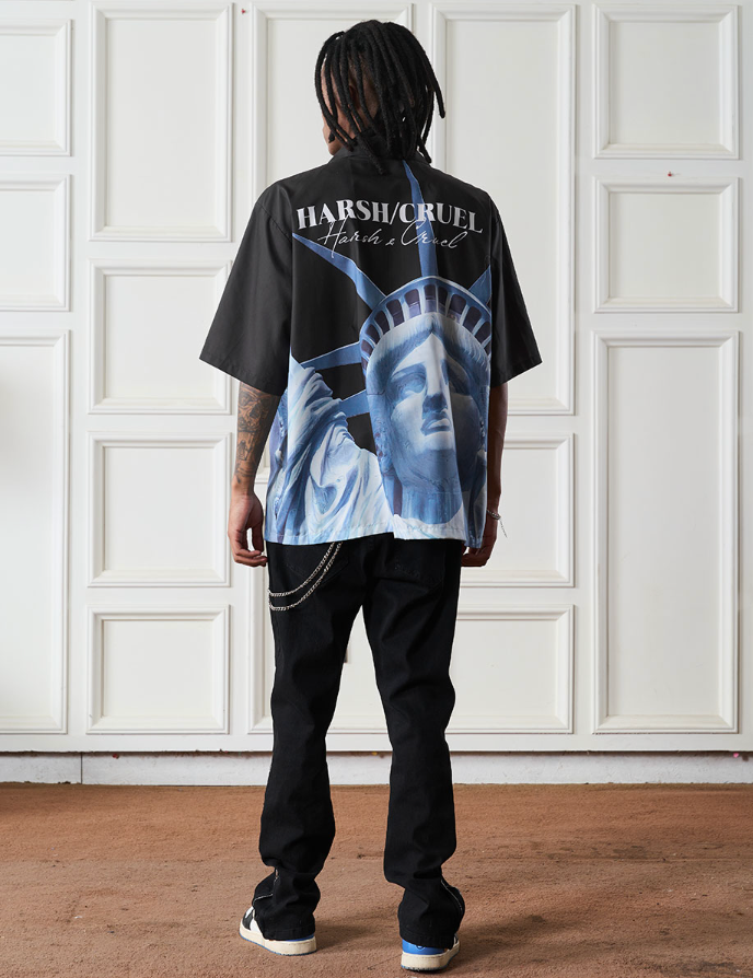 Harsh and Cruel Statue of Liberty printed Cuban Shirt