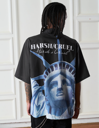 Harsh and Cruel Statue of Liberty printed Cuban Shirt