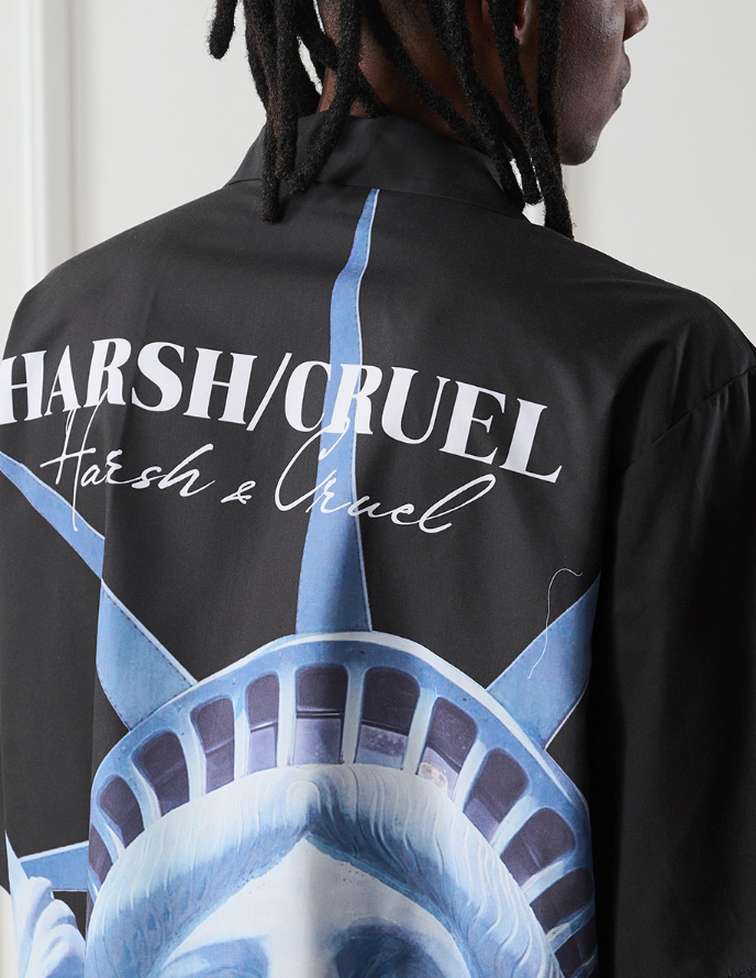 Harsh and Cruel Statue of Liberty printed Cuban Shirt
