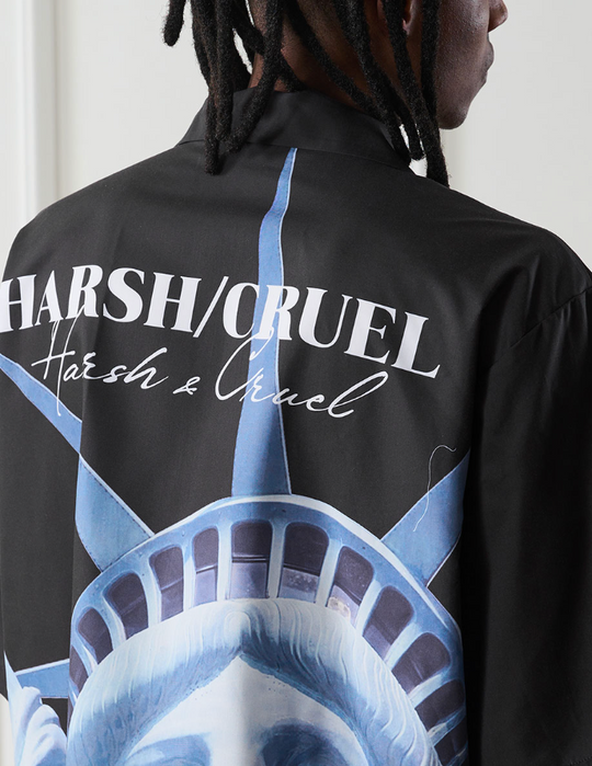 Harsh and Cruel Statue of Liberty printed Cuban Shirt
