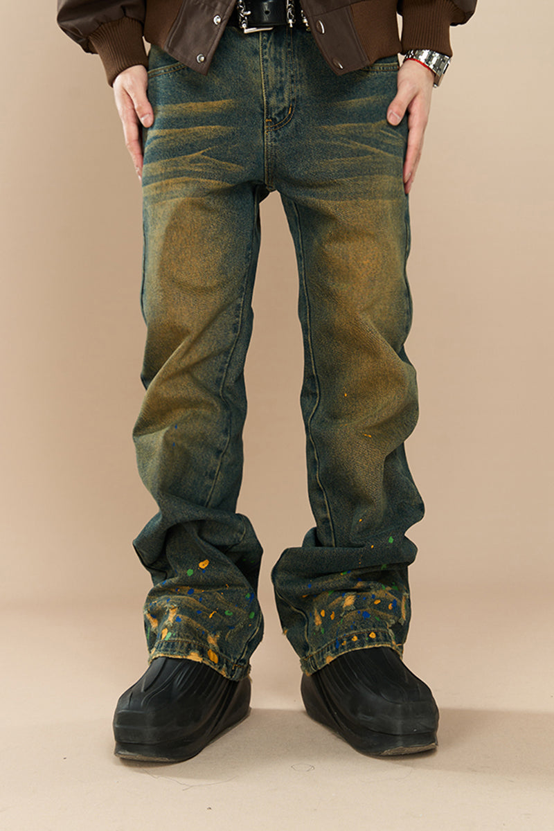 YADcrew Washed Ink Destruction Denim Jeans