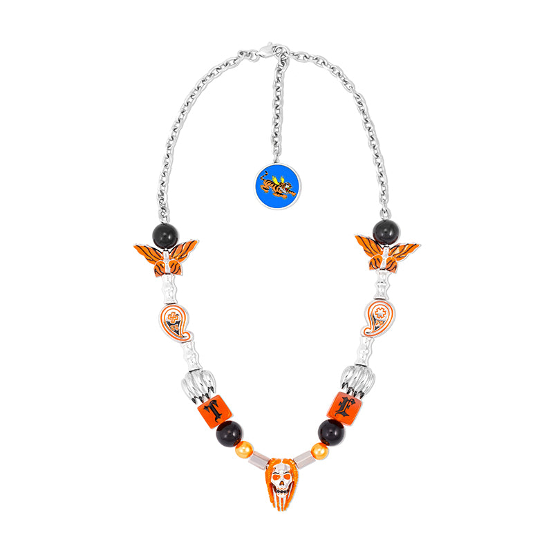 SALUTE TYGA x *EVAE+ Tiger Amber Dice Cashew Flower Butterfly Necklace | Face 3 Face