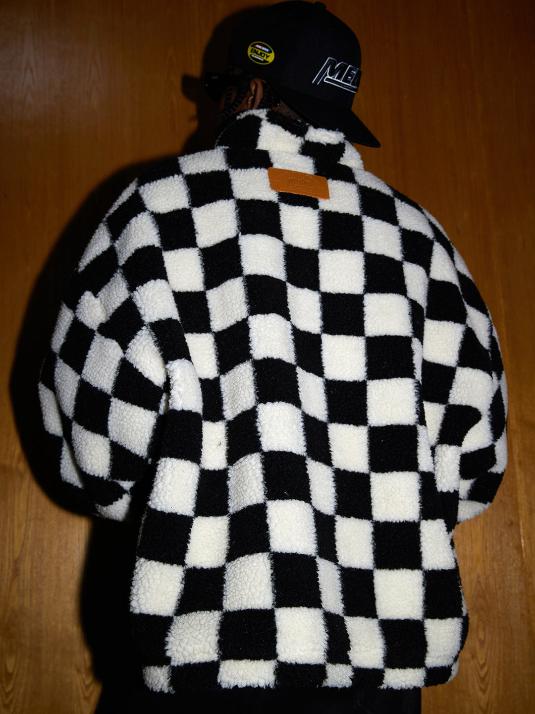 MEDM Checkerboard Sherpa Fleece Boa Pullover Jacket | Face 3 Face
