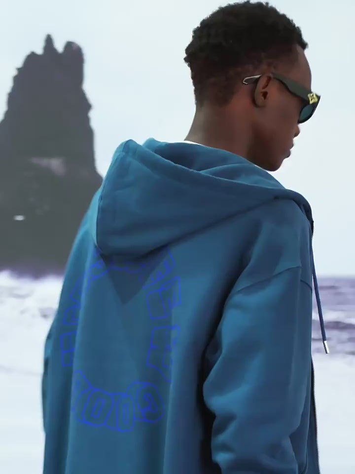 AFGK Zipper Letters Embroidered Hoodie