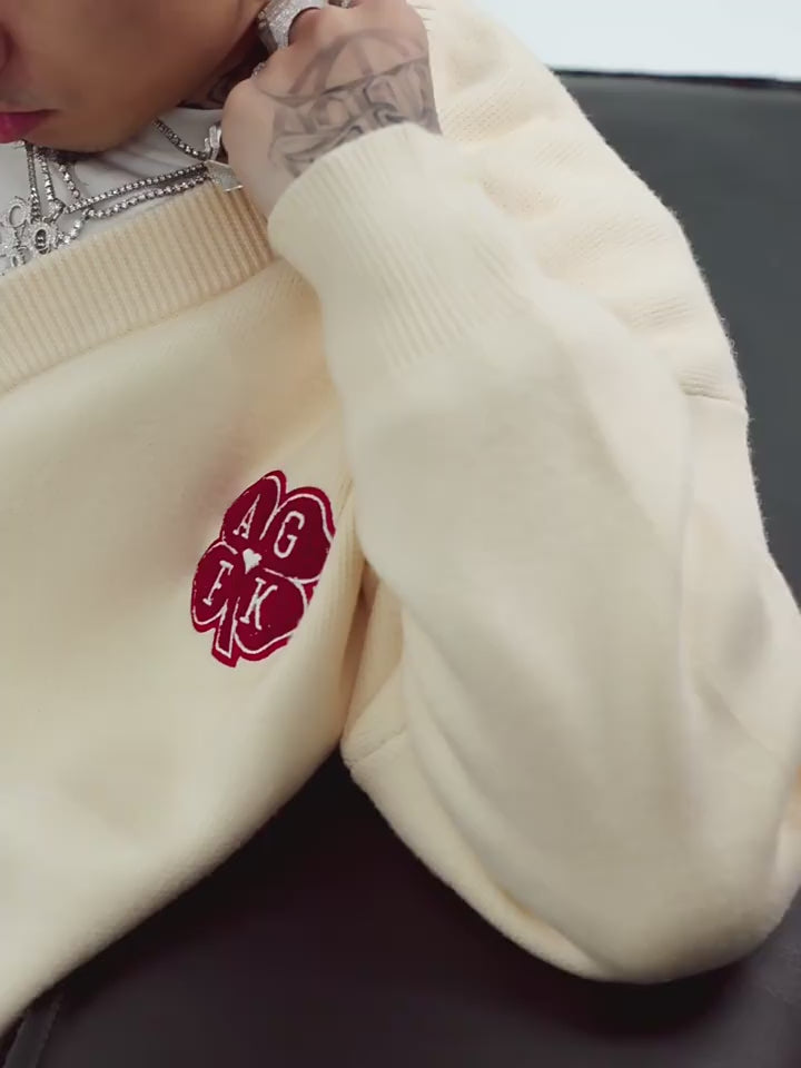 AFGK Lucky Clover Knit Sweater Cardigan