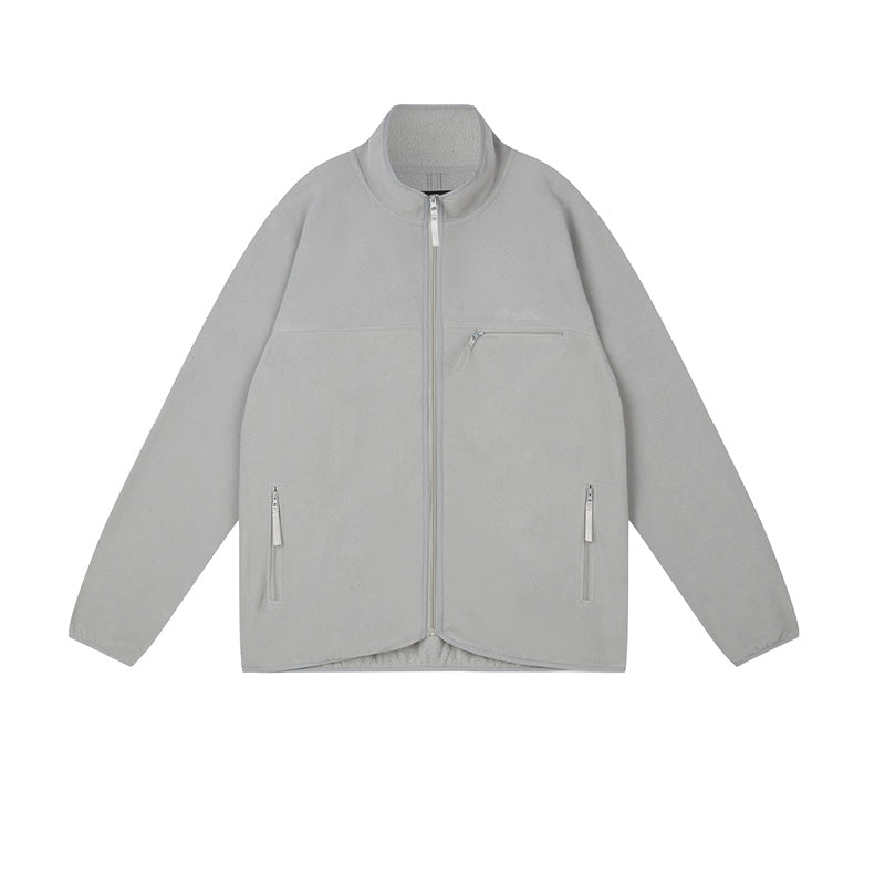 Wassup House Contrasting Edge Zipper Fleece Jacket