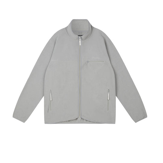 Wassup House Contrasting Edge Zipper Fleece Jacket