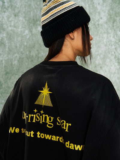 YADcrew R-STAR Sunrise Washed Applique Embroidered Angel Tee