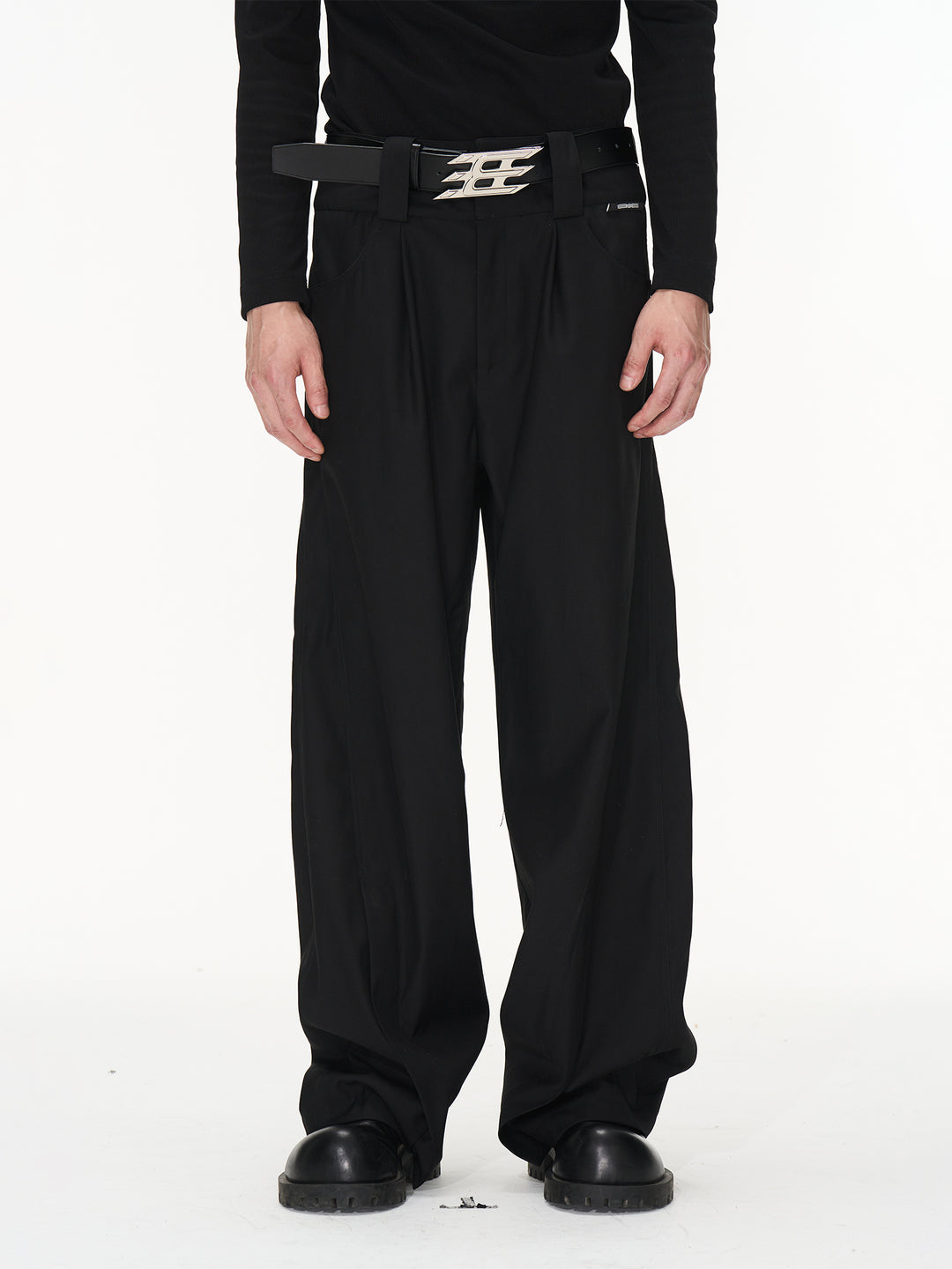 BLIND NO PLAN Wide Waisted Contour Suit Pants