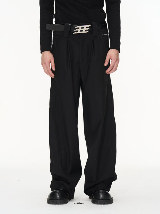 BLIND NO PLAN Wide Waisted Contour Suit Pants