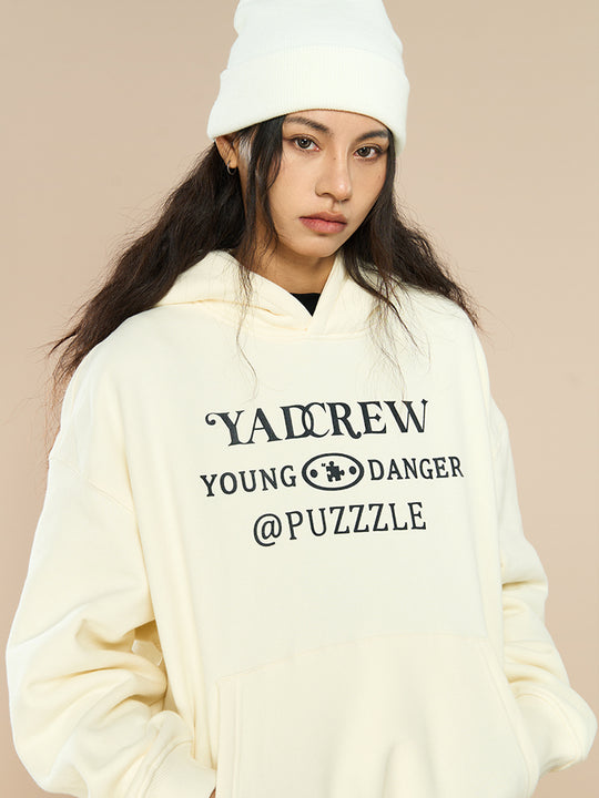 YADcrew Lace Splicing Embroidery Puzzle Hoodie