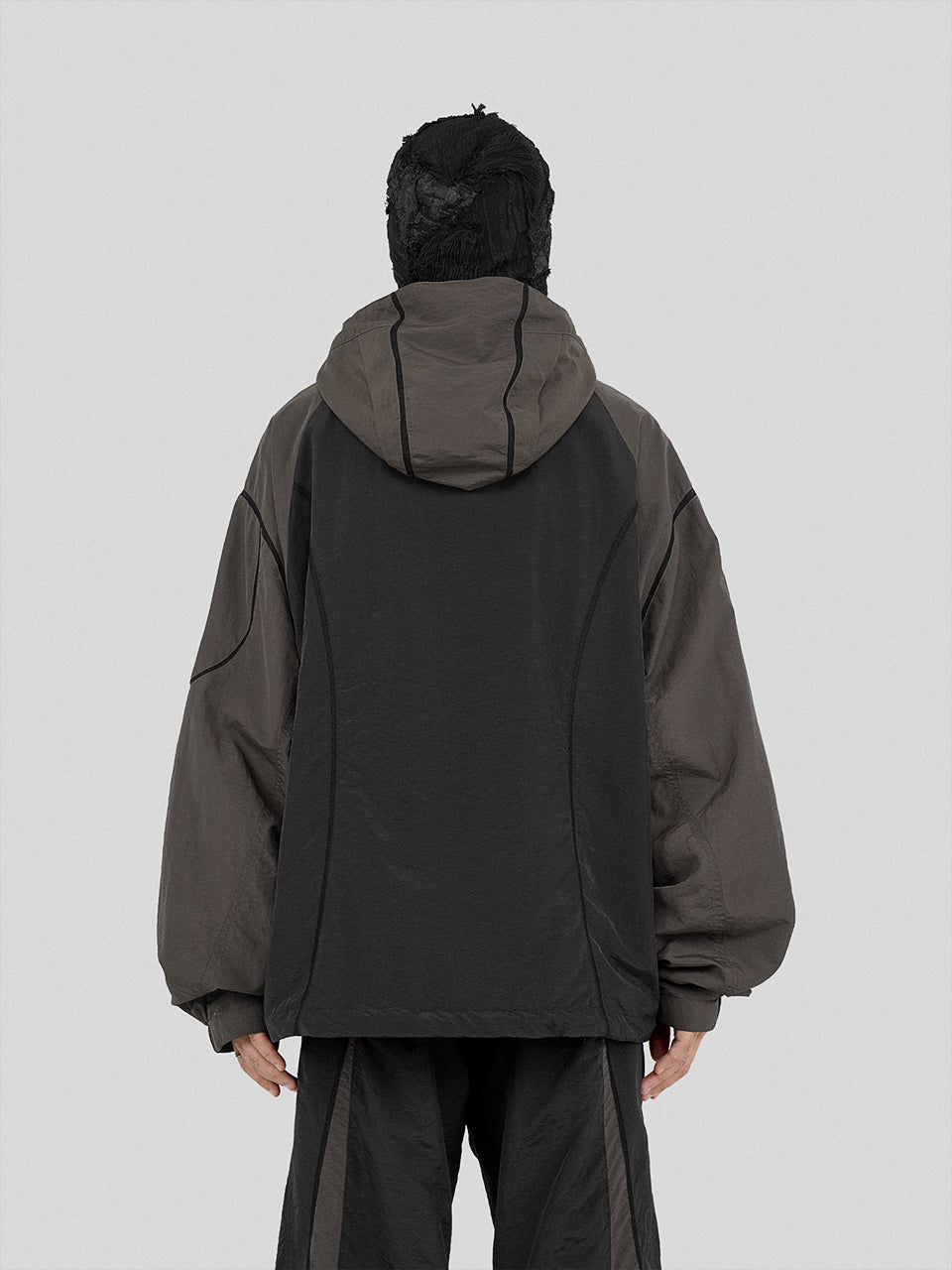 UNDERWATER Color Blocking Mesh Patchwork Punching Jacket