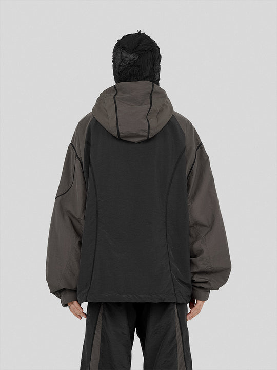 UNDERWATER Color Blocking Mesh Patchwork Punching Jacket