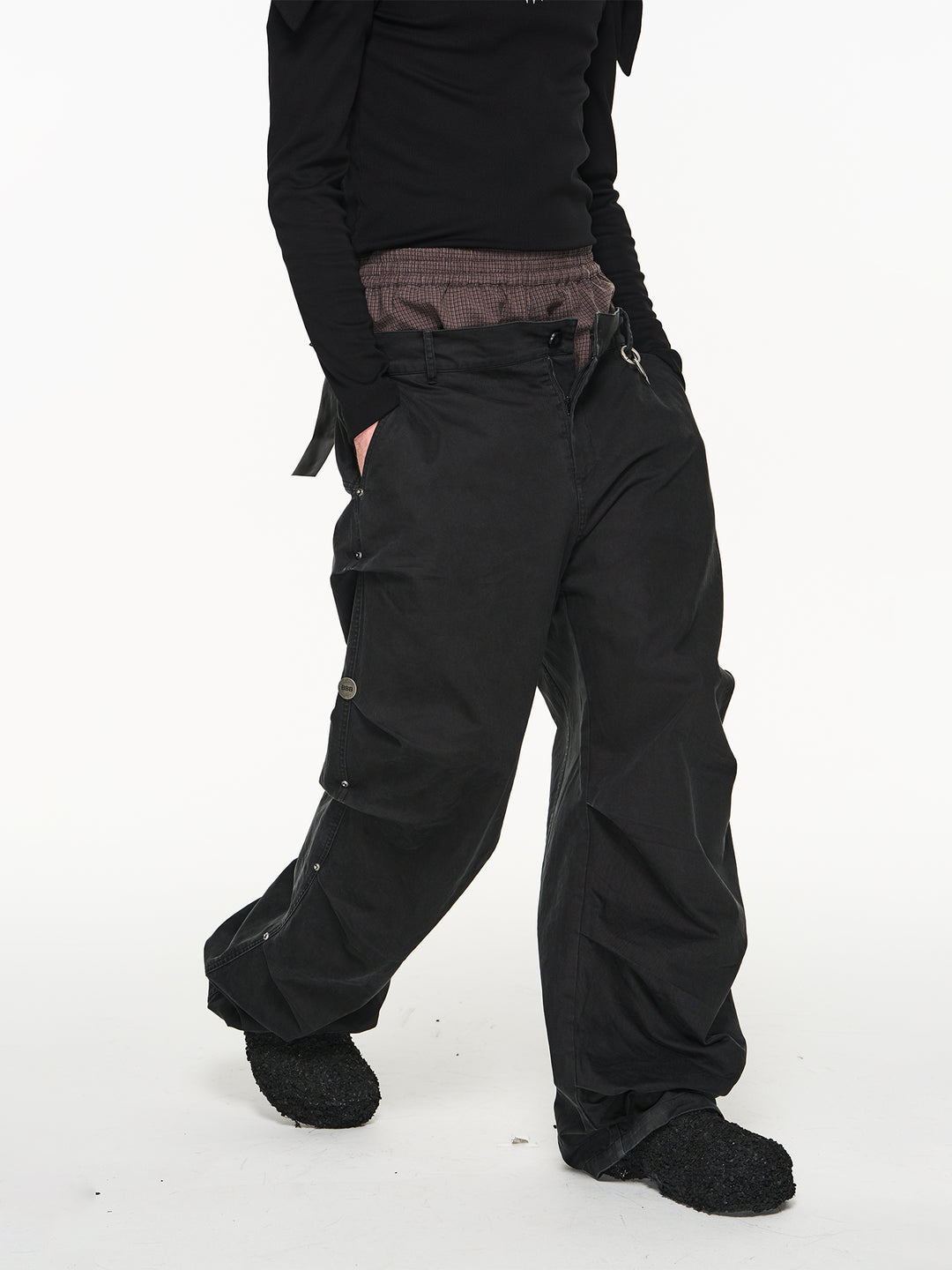 BLIND NO PLAN False Two Piece Pleated Pants