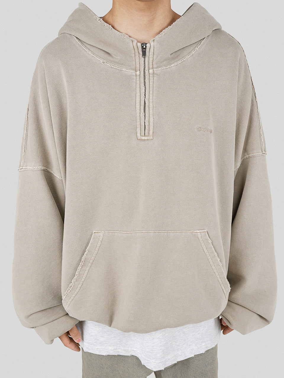 UNDERWATER Batik Elevated Half Zip Embroidery Hoodie