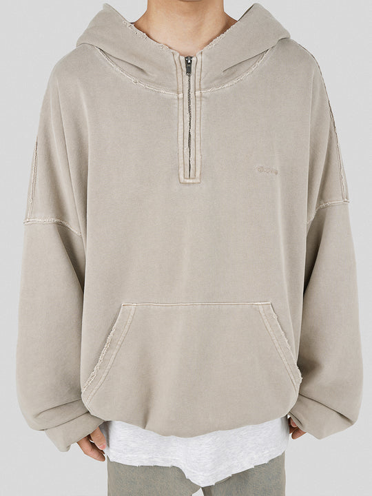 UNDERWATER Batik Elevated Half Zip Embroidery Hoodie