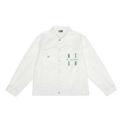 MEDM Logo Embroidered Denim Jacket | Face 3 Face
