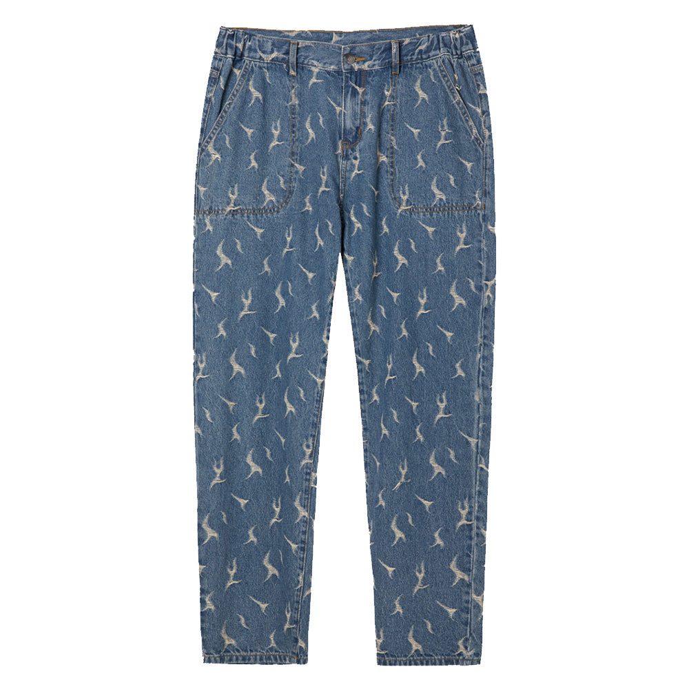 F2CE Lightning Flame Washed Jacquard Denim Jeans Pants | Face 3 Face