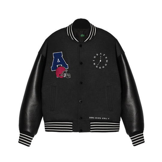 AFGK Bear Towel Embroidered Varsity Jacket