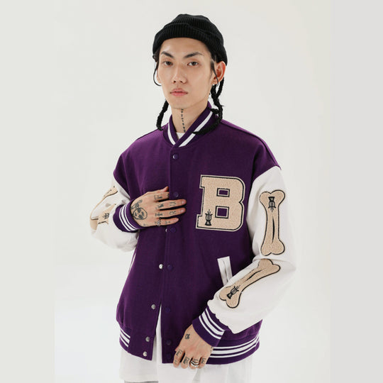 F3F Select Bone Embroidered Varsity jacket