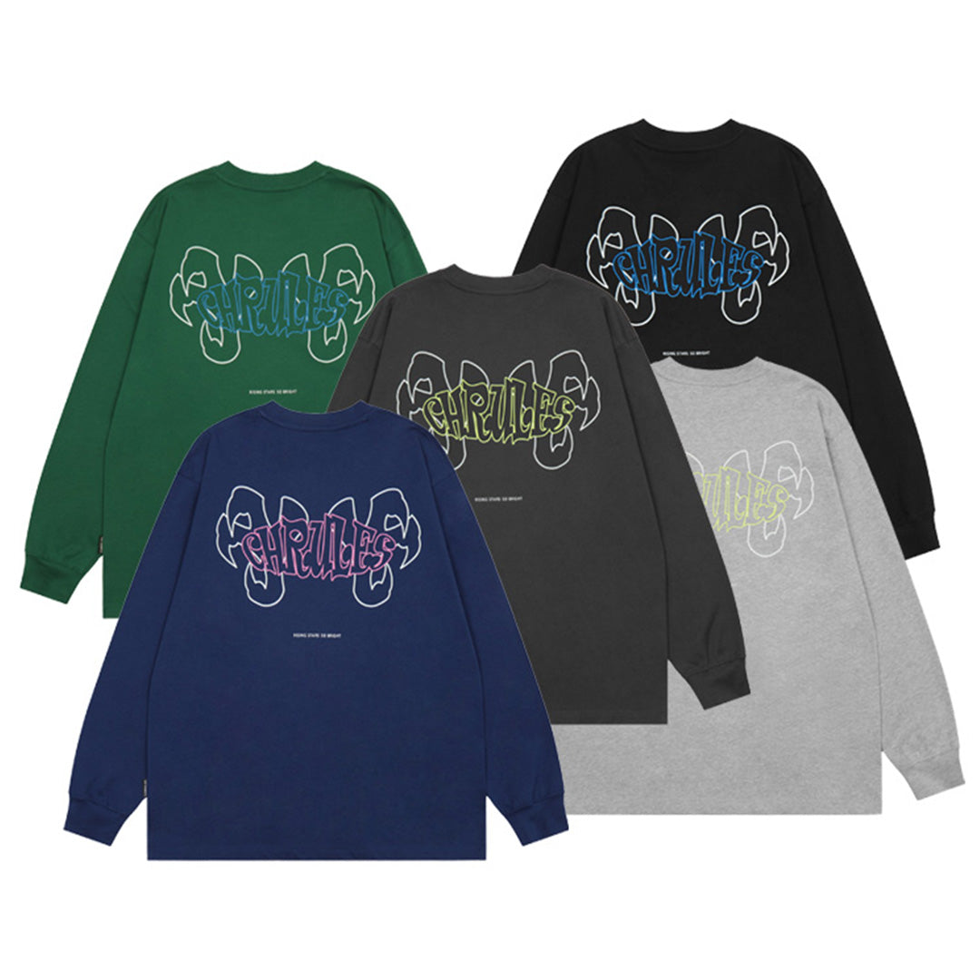 Cashrules Dragon Claw Letters Printed Long Sleeved Tee