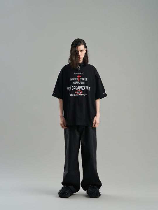 BLIND NO PLAN Coated Brushed Wax Pleated Straight Leg Pants