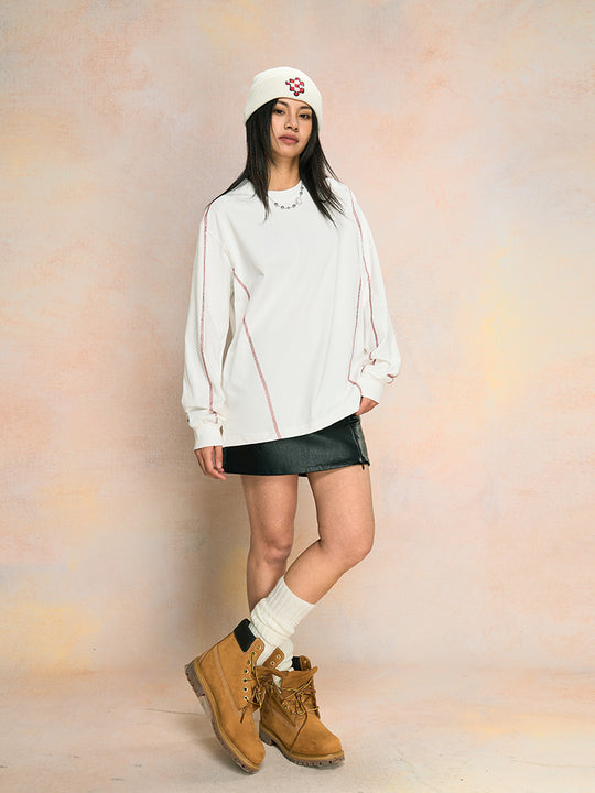 YADcrew Decorative Line Functional Long Sleeve Tee