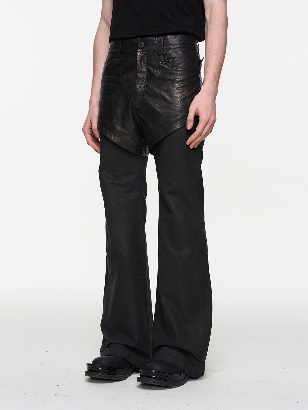 BLIND NO PLAN Double Layer Fake Two Piece Pants