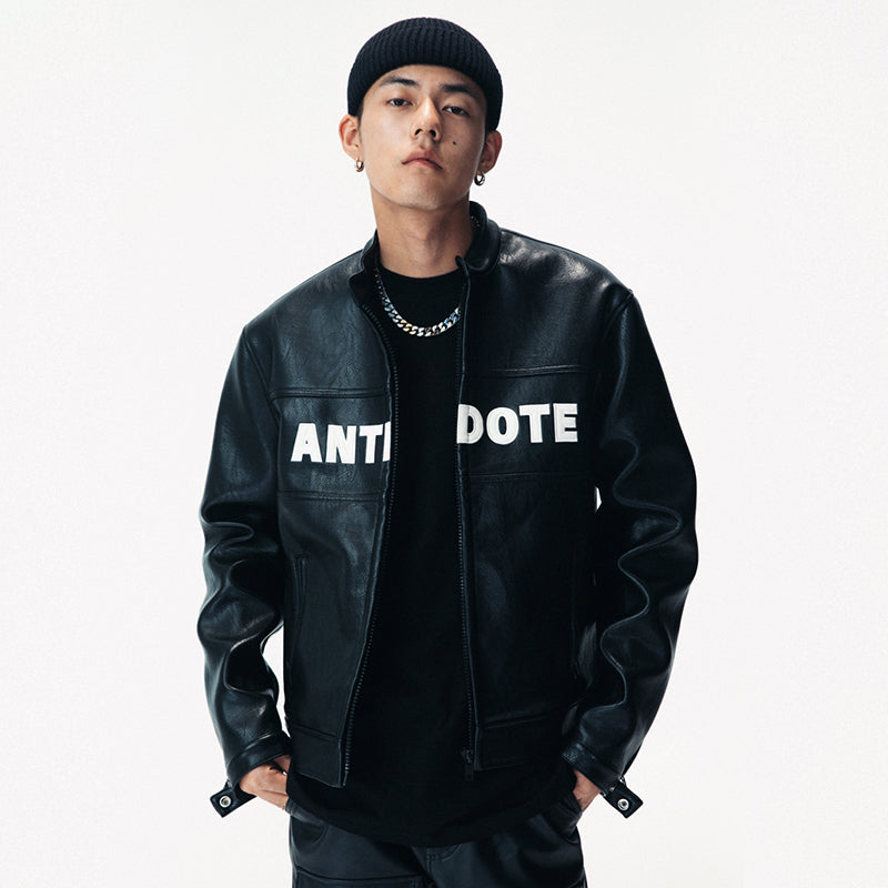 ANTIDOTE LOGO Motorcycle PU Leather Jacket | Face 3 Face