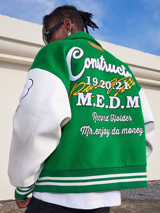 MEDM Record Holder Anniversary Embroidered Varsity Jacket | Face 3 Face