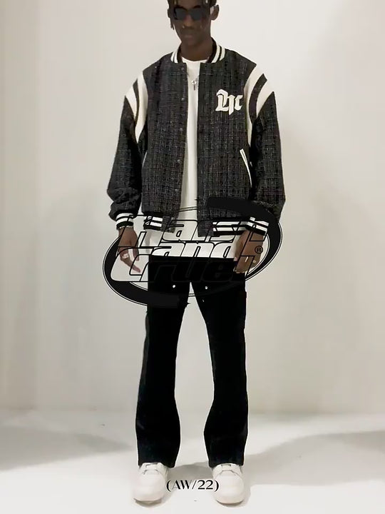 Harsh and Cruel Embroidered Leather Gothic Logo Flannel Jacket