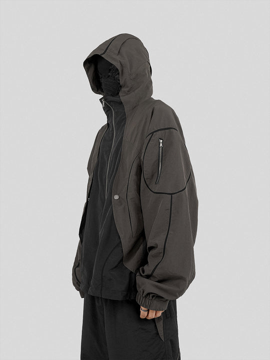 UNDERWATER Color Blocking Mesh Patchwork Punching Jacket