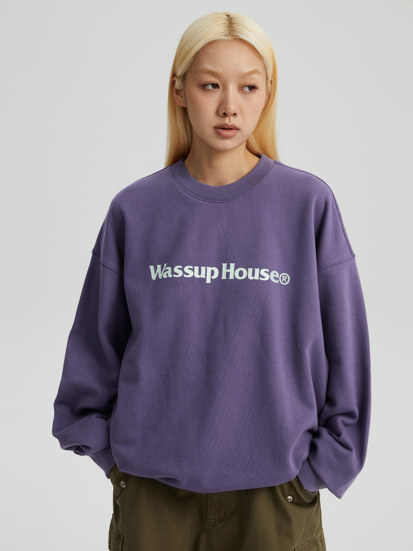 Wassup House Basic Printing Logo Sweatshirt purple-1