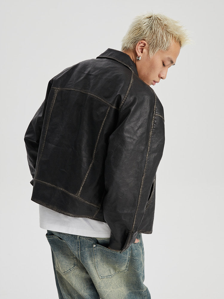 Wassup House Distressed Biker Leather Jacket