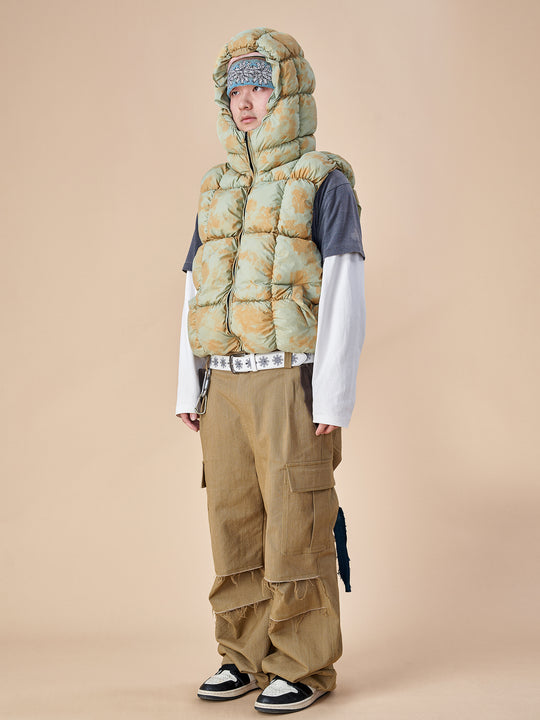 EVILKNIGHT(EK) Tie Dye Digitally Printed Zipper Vest