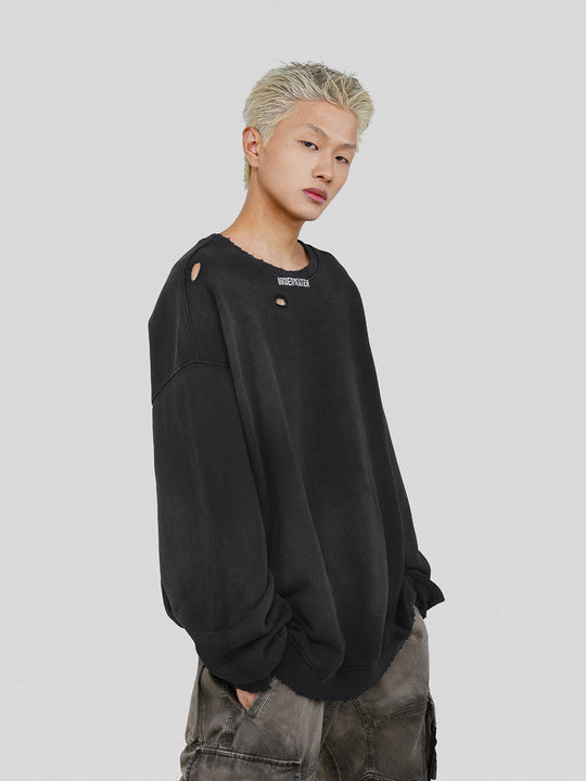 UNDERWATER Mottled Aged Logo Print Sweatshirt