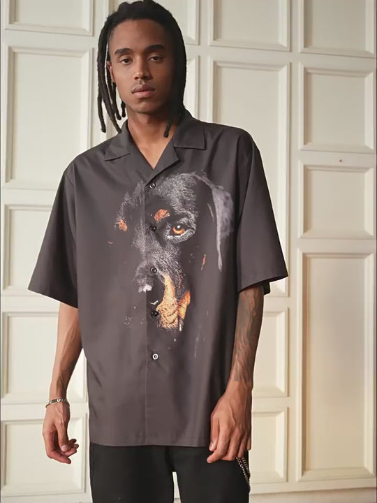Harsh and Cruel Rottweiler Printed Cuban Shirt