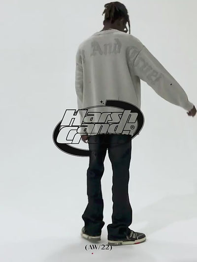 Harsh and Cruel Gothic Logo Destructed Knit Sweater