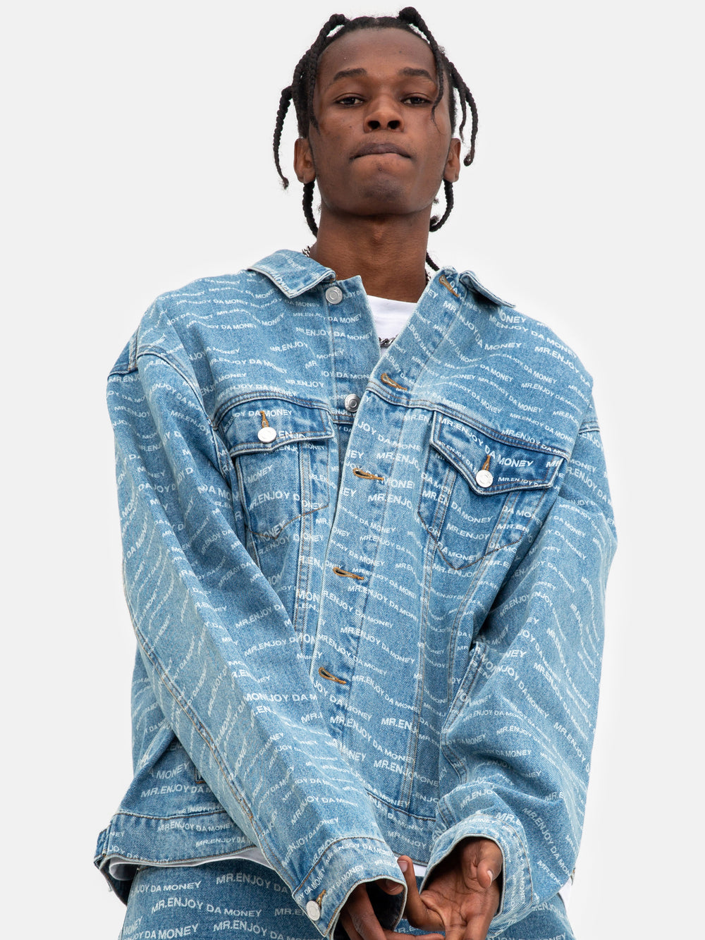 MEDM Full Print Logo Denim Jacket | Face 3 Face