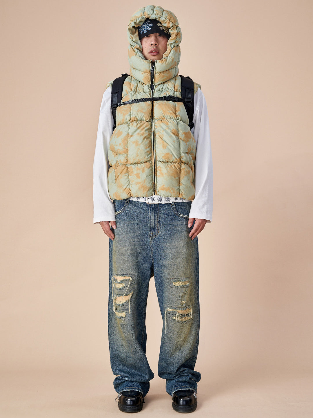 EVILKNIGHT(EK) Torn Holes Abrasive Patches Embroidery Denim Jeans