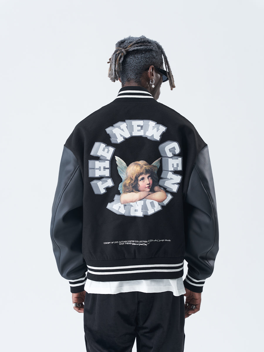 Harsh and Cruel 3D Ring Circular LOGO Angel Varsity Jacket | Face 3 Face