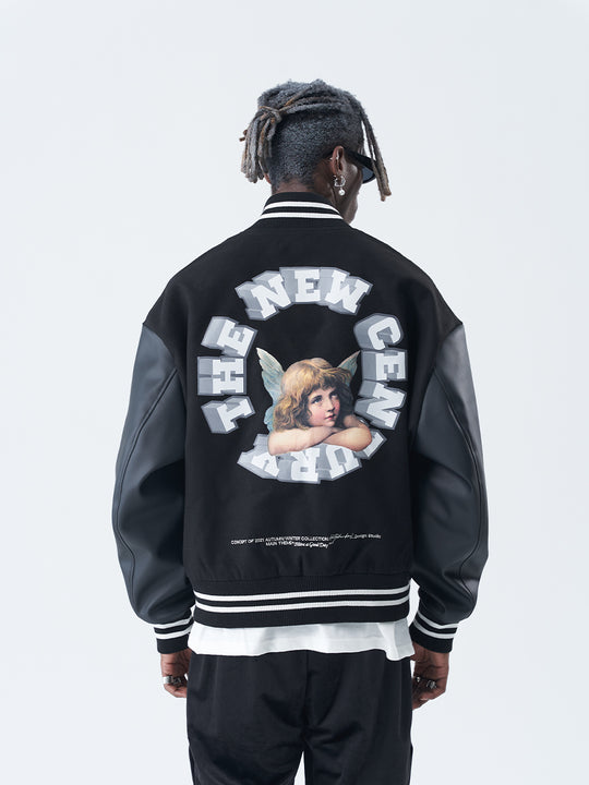 Harsh and Cruel 3D Ring Circular LOGO Angel Varsity Jacket | Face 3 Face