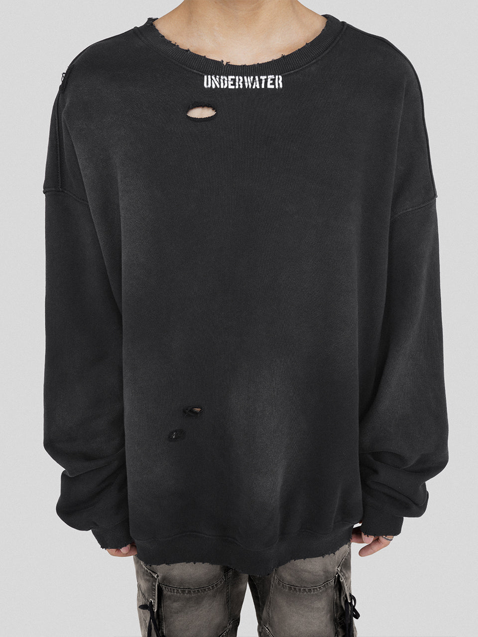 UNDERWATER Mottled Aged Logo Print Sweatshirt