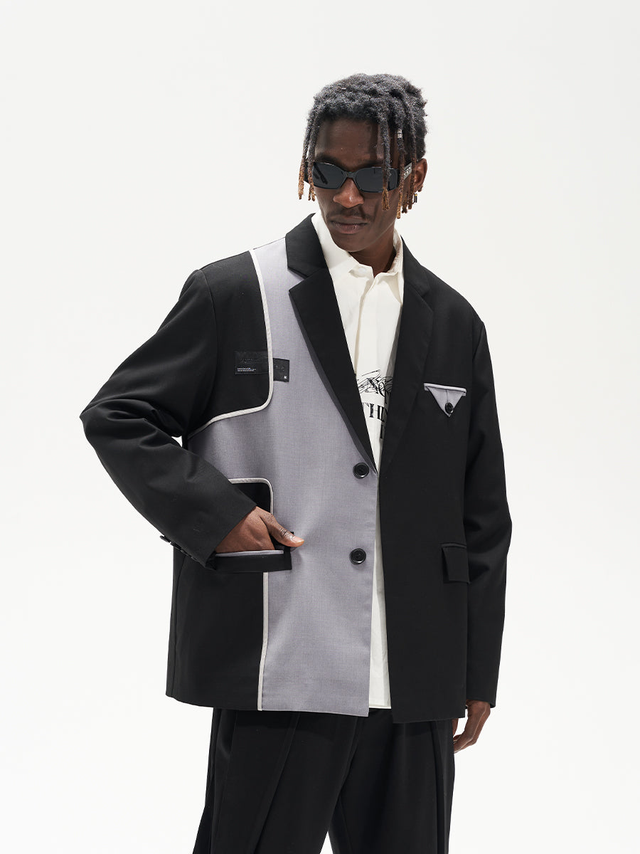 Harsh and Cruel Deconstructed Reversal Stitching Contrast Suit Jacket | Face 3 Face