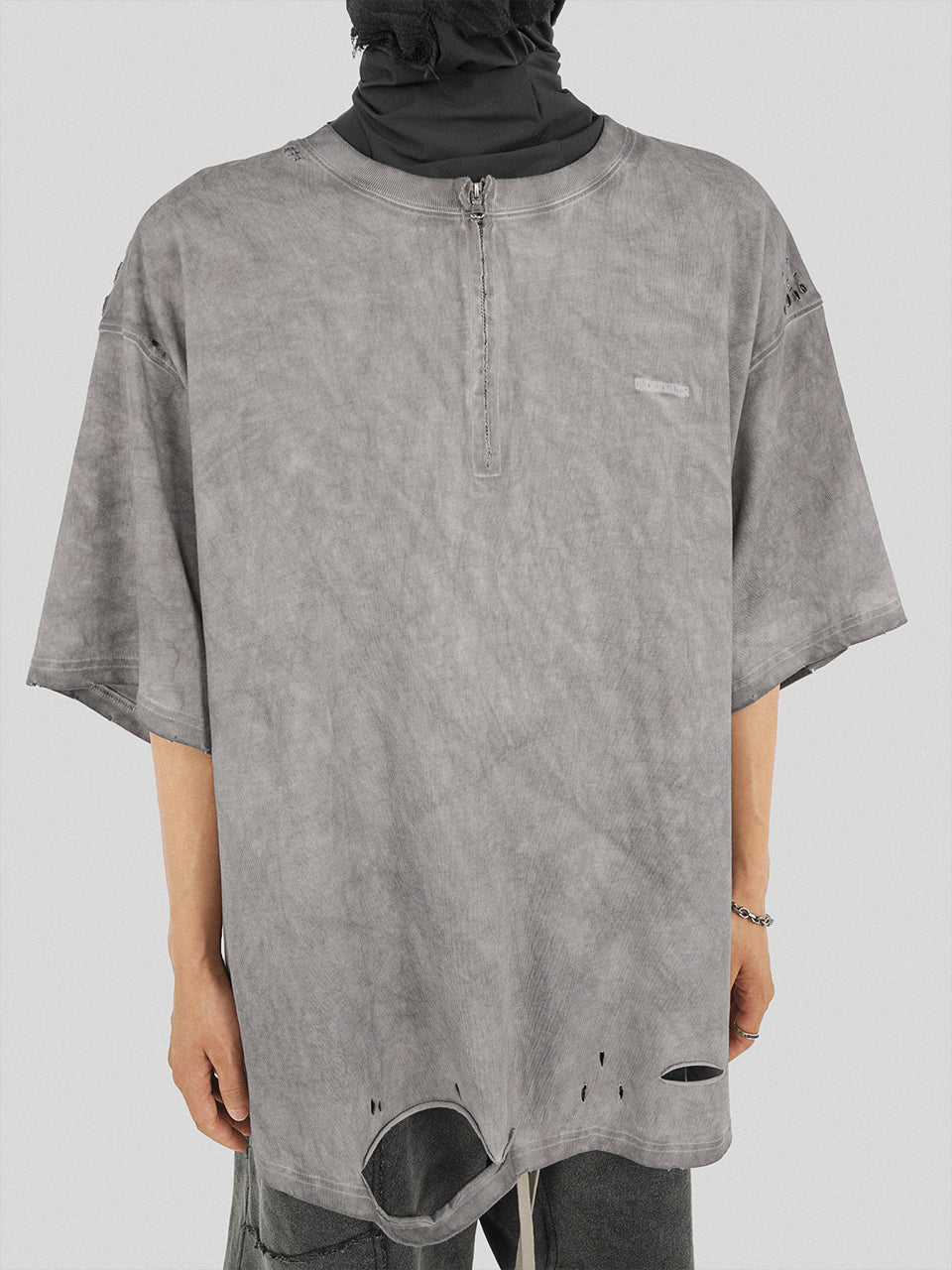 UNDERWATER Destruction Cross Deconstruction Zipper Tee Gray
