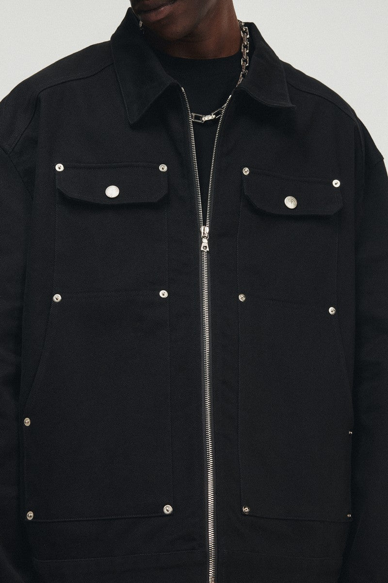 ANTIDOTE Stud Patch Punk Loose Zipper Jacket | Face 3 Face