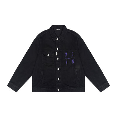 MEDM Logo Embroidered Denim Jacket | Face 3 Face