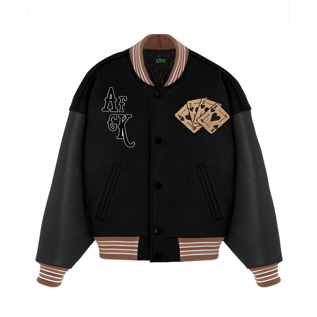 AFGK Dice Leather Varsity Jacket