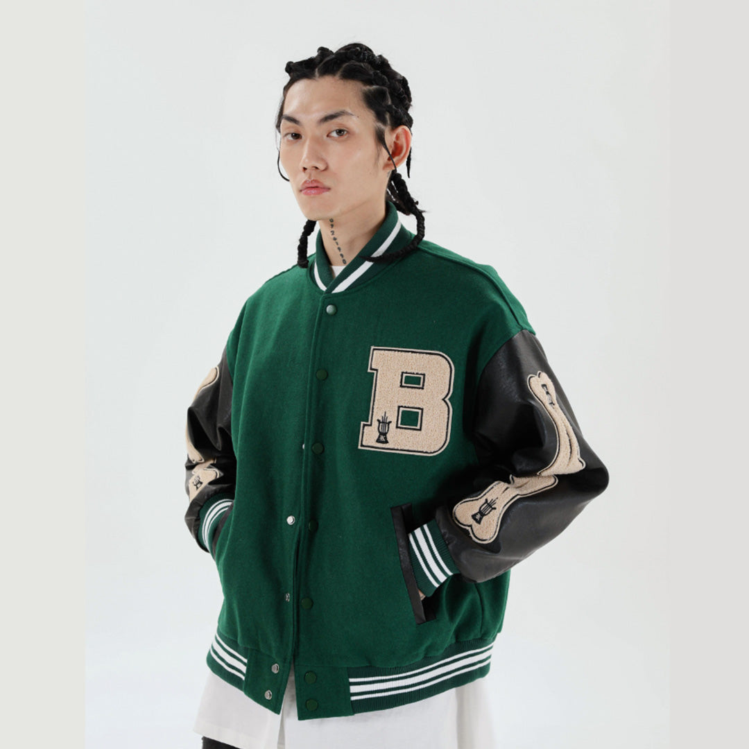 F3F Select Bone Embroidered Varsity jacket