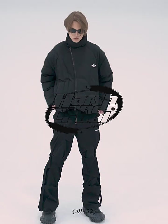 Harsh and Cruel Asymmetrical Zipper Stitched Padded Jacket